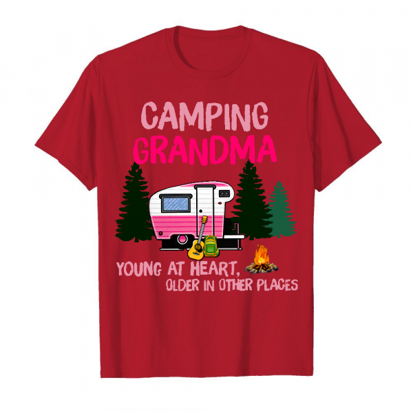 306 Grandma Camping Ladies Men's T-Shirt Cardinal