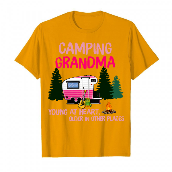 306 Grandma Camping Ladies Men's T-Shirt Orange