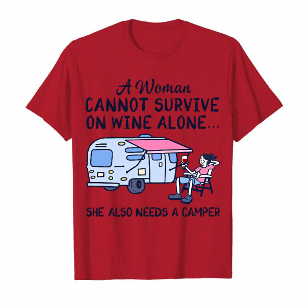 A Woman Cannot Survive On Wine Alone Men's T-Shirt Cardinal