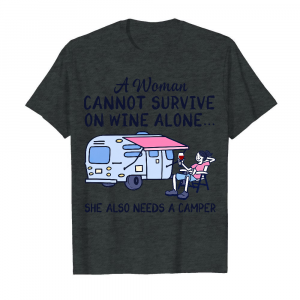 A Woman Cannot Survive On Wine Alone Men's T-Shirt Dark Heather