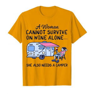 A Woman Cannot Survive On Wine Alone Men's T-Shirt Orange