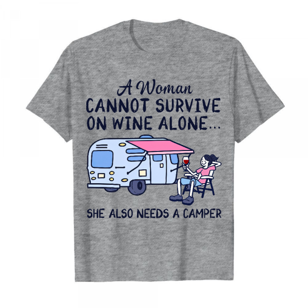 A Woman Cannot Survive On Wine Alone Men's T-Shirt Sport Grey