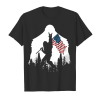 Bigfoot Rock And Roll Usa Flag In The Forest Men's T-Shirt Black